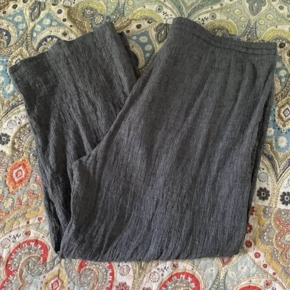 Purejill blue linen blend drawstrings pants L